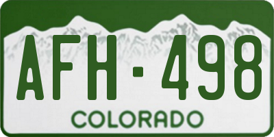 CO license plate AFH498