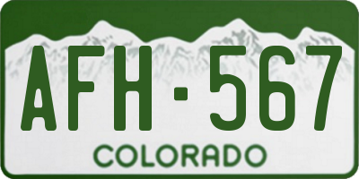 CO license plate AFH567