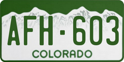 CO license plate AFH603