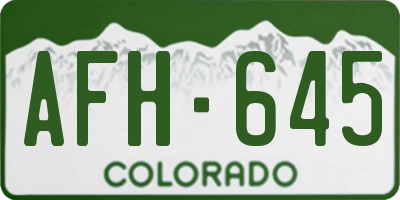 CO license plate AFH645