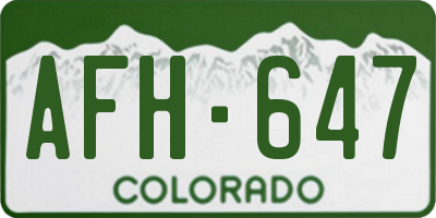 CO license plate AFH647