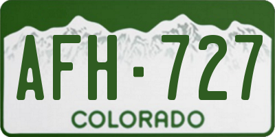 CO license plate AFH727