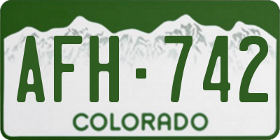 CO license plate AFH742