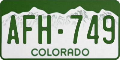CO license plate AFH749