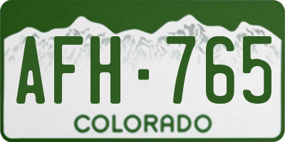 CO license plate AFH765