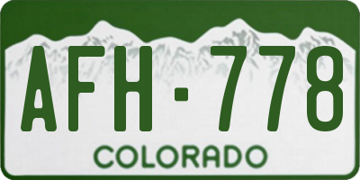 CO license plate AFH778