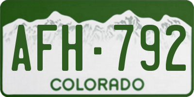 CO license plate AFH792