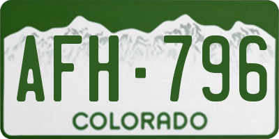 CO license plate AFH796