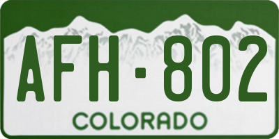 CO license plate AFH802