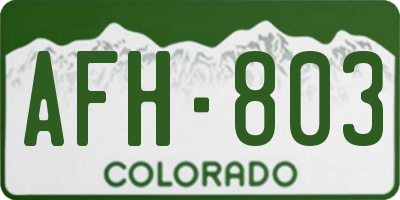 CO license plate AFH803
