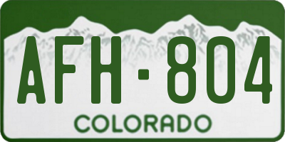CO license plate AFH804