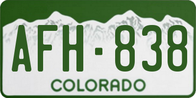 CO license plate AFH838