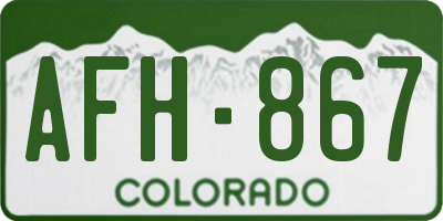 CO license plate AFH867
