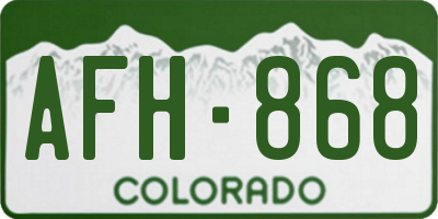 CO license plate AFH868