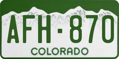 CO license plate AFH870