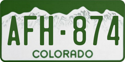 CO license plate AFH874