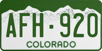 CO license plate AFH920