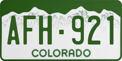 CO license plate AFH921
