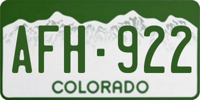 CO license plate AFH922