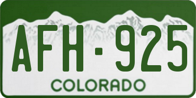 CO license plate AFH925
