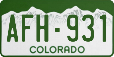CO license plate AFH931