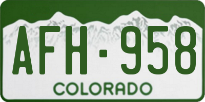 CO license plate AFH958
