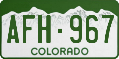 CO license plate AFH967