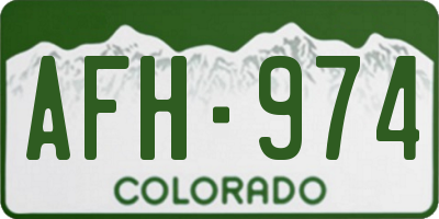 CO license plate AFH974