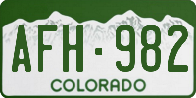 CO license plate AFH982