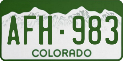 CO license plate AFH983