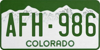 CO license plate AFH986