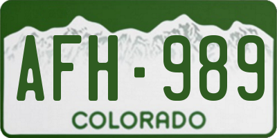 CO license plate AFH989