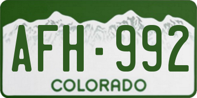 CO license plate AFH992
