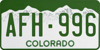 CO license plate AFH996