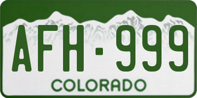 CO license plate AFH999