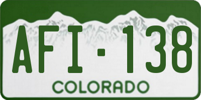 CO license plate AFI138
