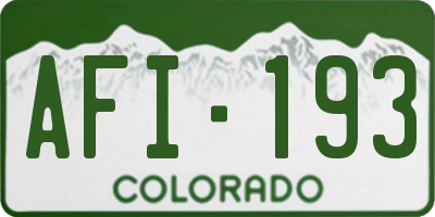 CO license plate AFI193