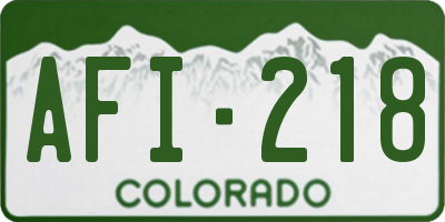 CO license plate AFI218