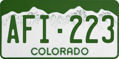 CO license plate AFI223