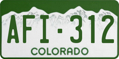 CO license plate AFI312