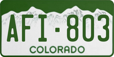 CO license plate AFI803