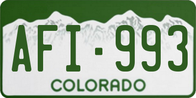 CO license plate AFI993