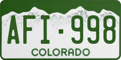 CO license plate AFI998