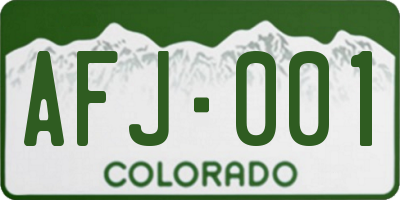 CO license plate AFJ001