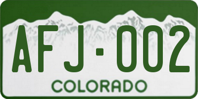 CO license plate AFJ002