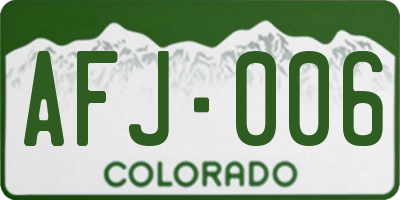 CO license plate AFJ006