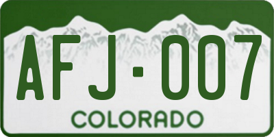CO license plate AFJ007