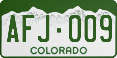 CO license plate AFJ009
