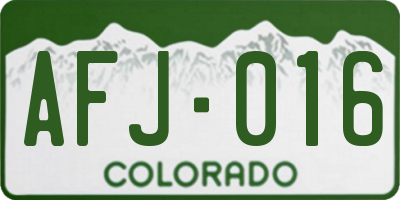 CO license plate AFJ016