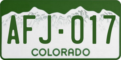 CO license plate AFJ017